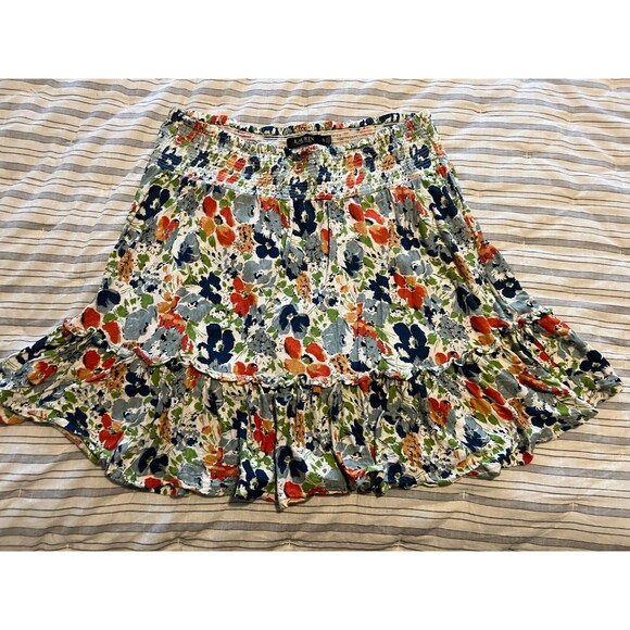 Lauren Ralph Lauren Black Label Tiered A-Line Floral Midi Skirt Size XL - Picture 7 of 10